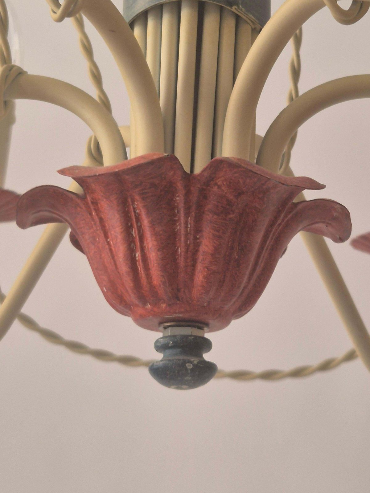 Lighting French Gilt Iron And Painted Tôle  Hot Air Balloon Chandelier, Mid 20th Century photo