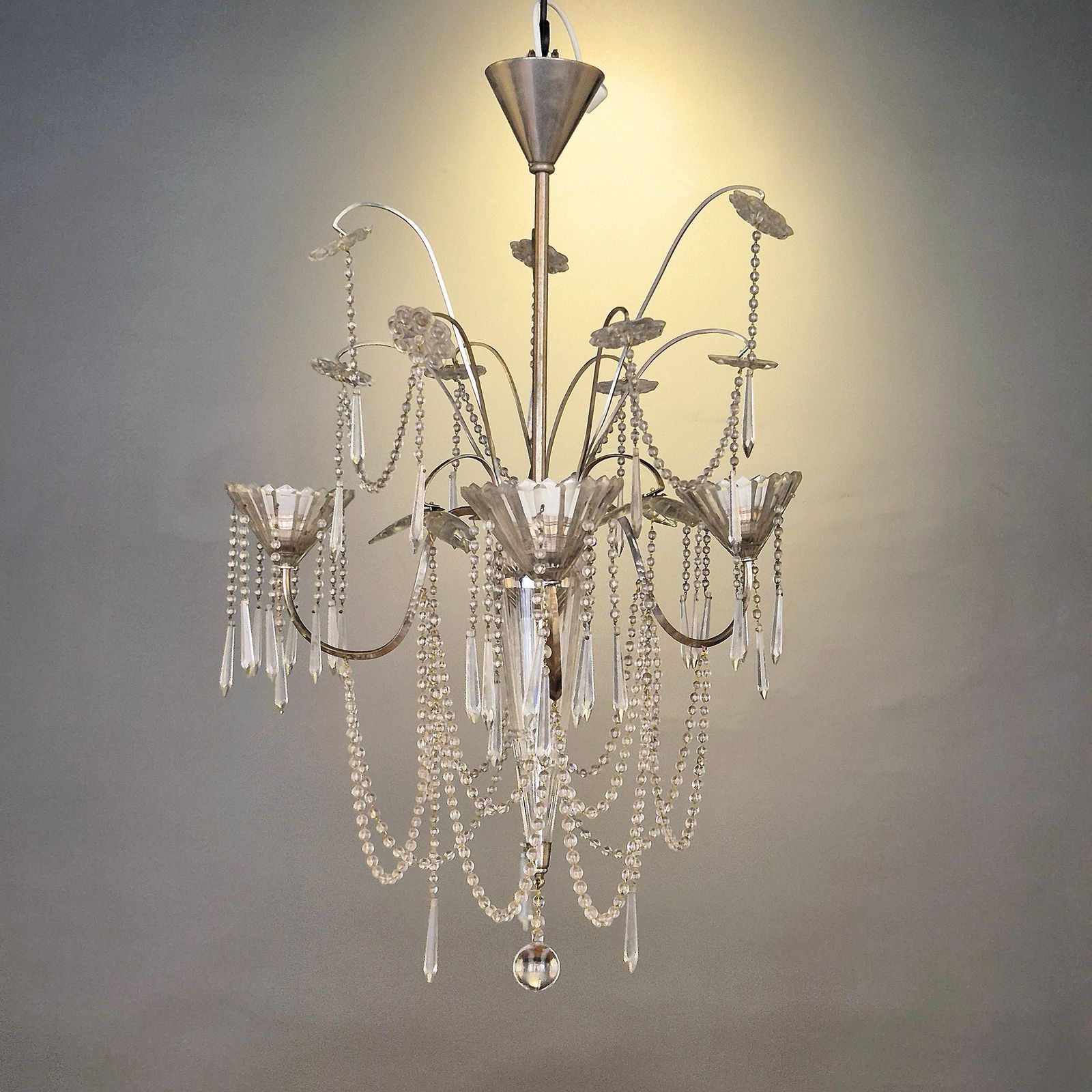 Chandelier, Crystal And Silverplate, Swedish Neoclassicism photo furniture