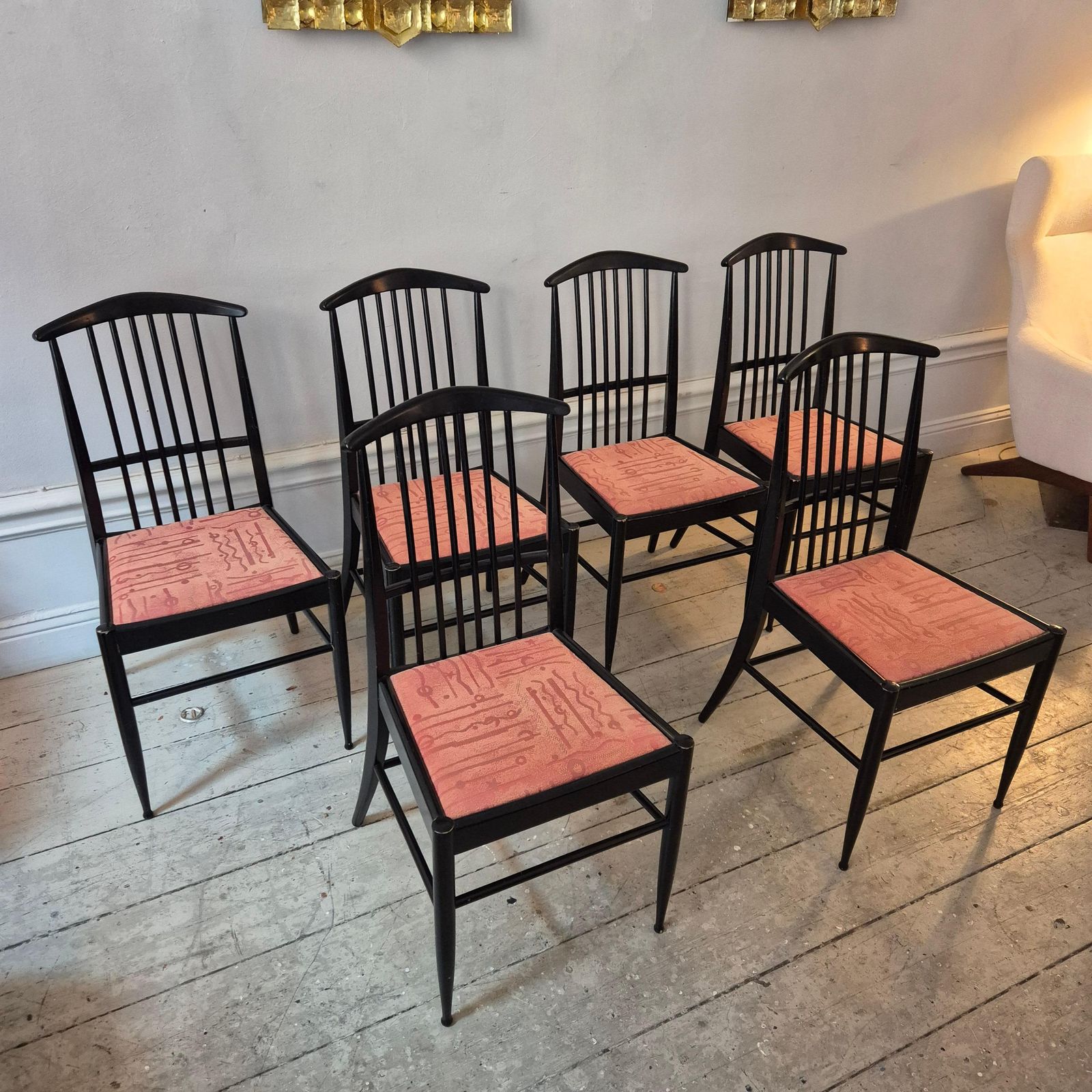 Scandinavian Modern, A Set Of Six Chairs, Model Charlotte, Black Lacqured Wood photo 4337.0