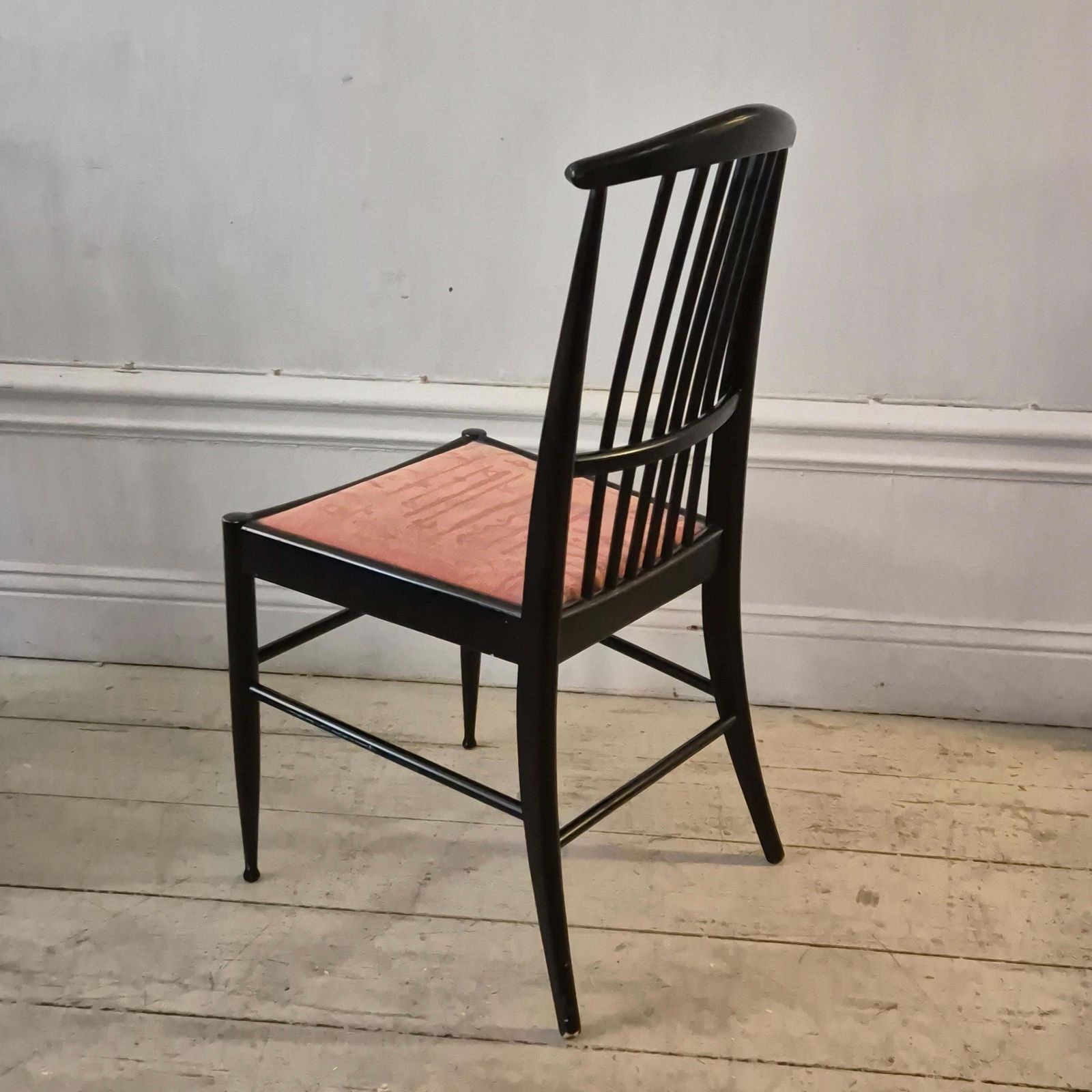 Scandinavian Modern, A Set Of Six Chairs, Model Charlotte, Black Lacqured Wood photo buy