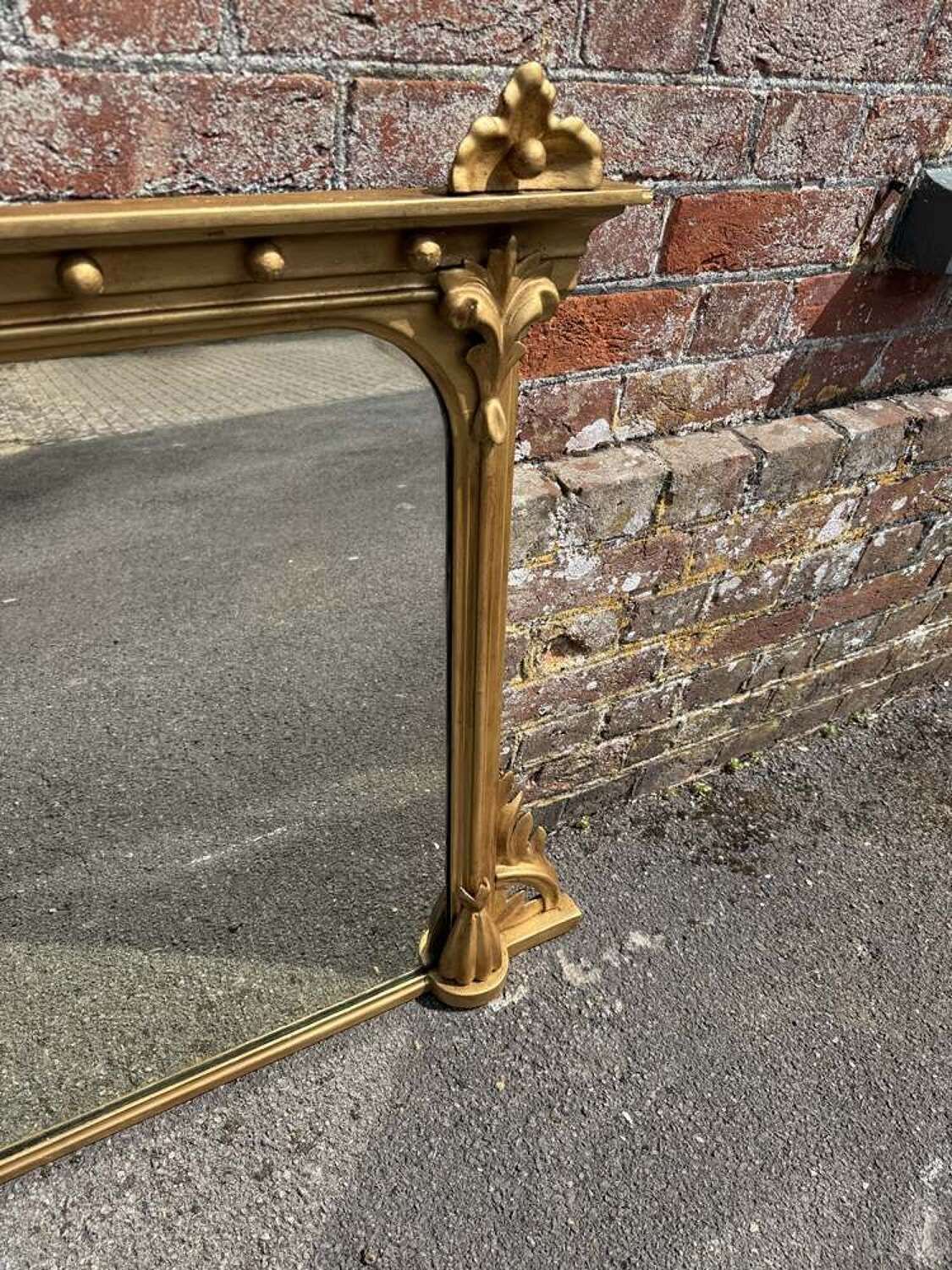 A Superb Antique English 19th Century Carved Wood & Gesso Gilt Overmantle Mirror photo 695.0