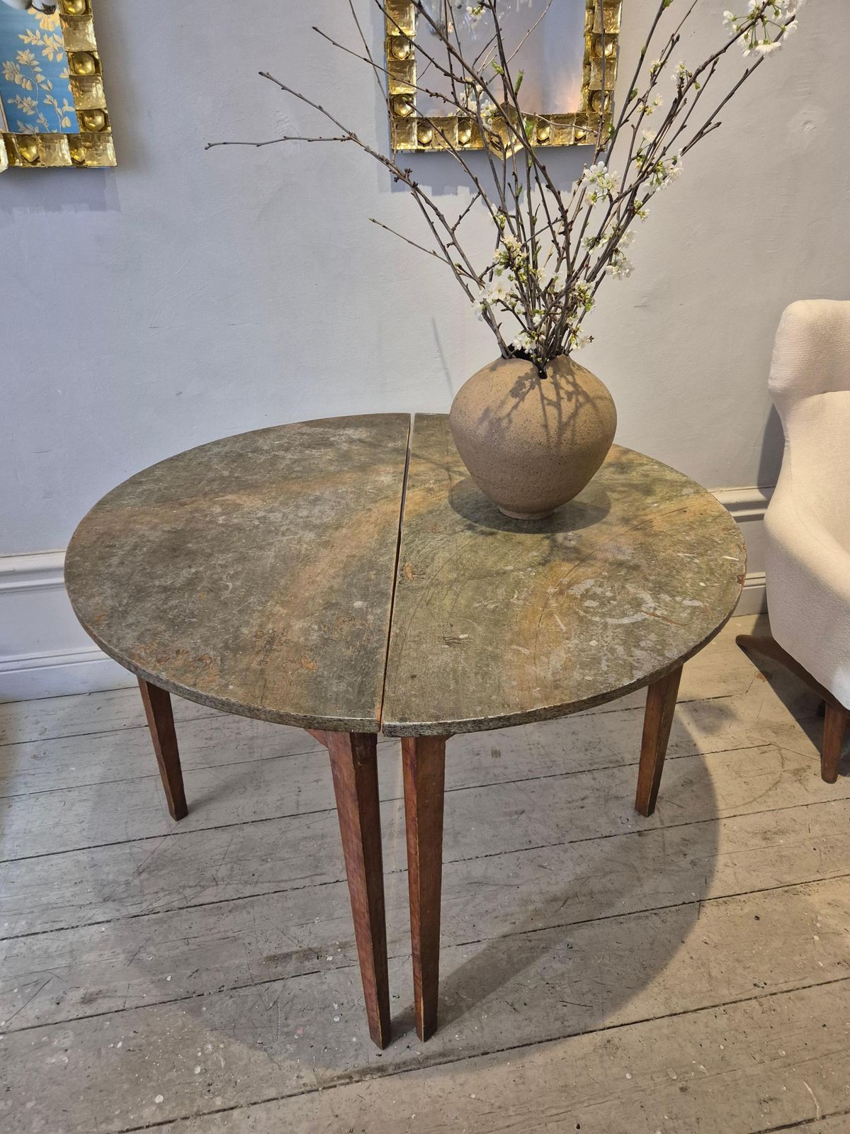 Half Moon Tables, Marbled Table Tops, Allmoge /Swedish Provincial Style, 1860s. photo furniture