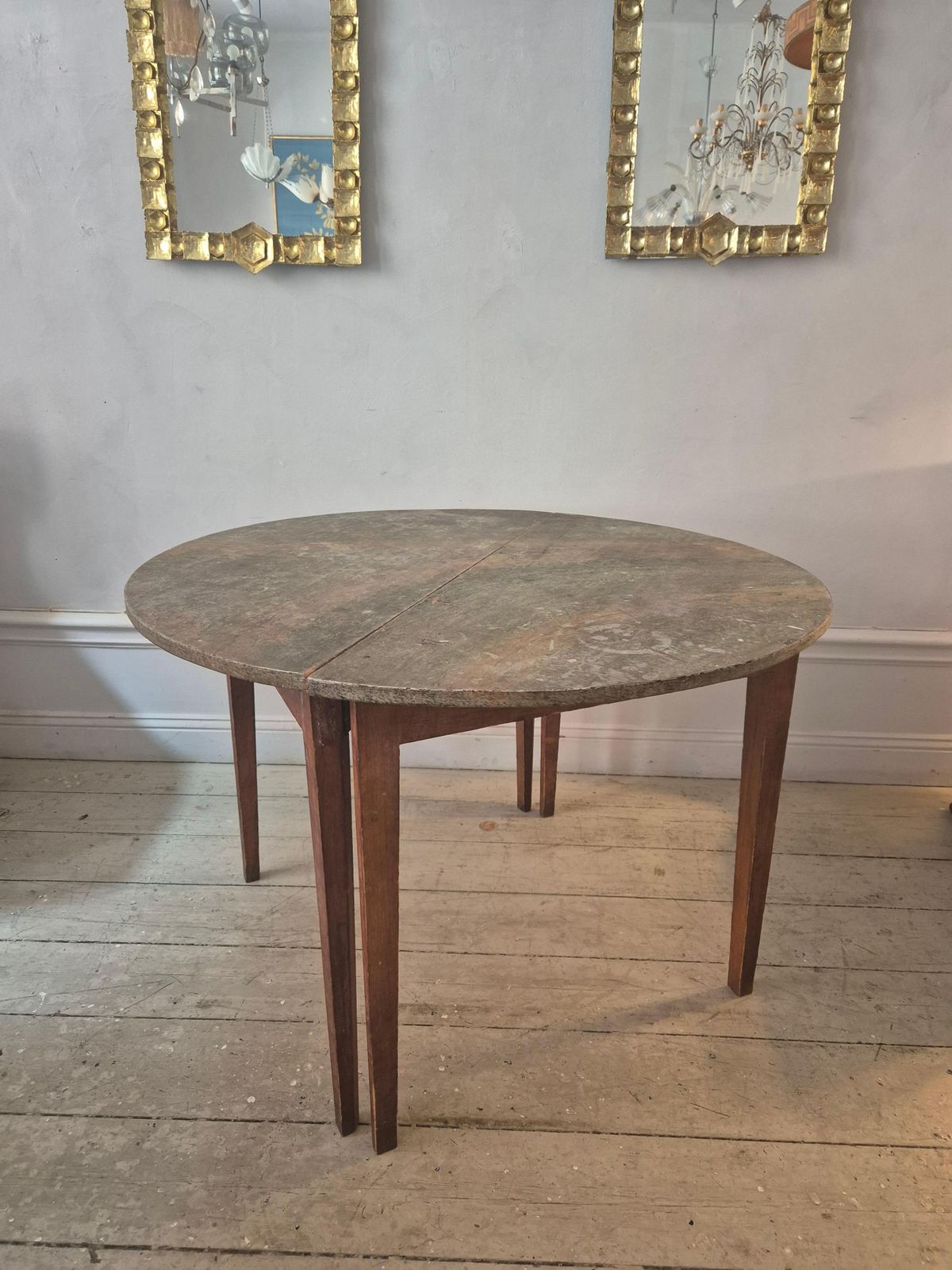 photo buy Half Moon Tables, Marbled Table Tops, Allmoge /Swedish Provincial Style, 1860s.