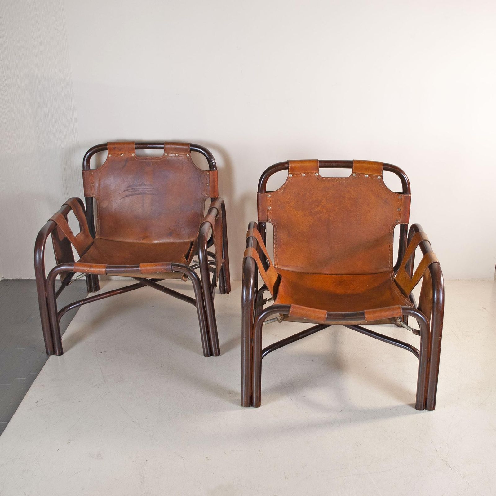 Tito Agnoli Set Of Two Bamboo Cane Armchairs 1960s photo Furniture