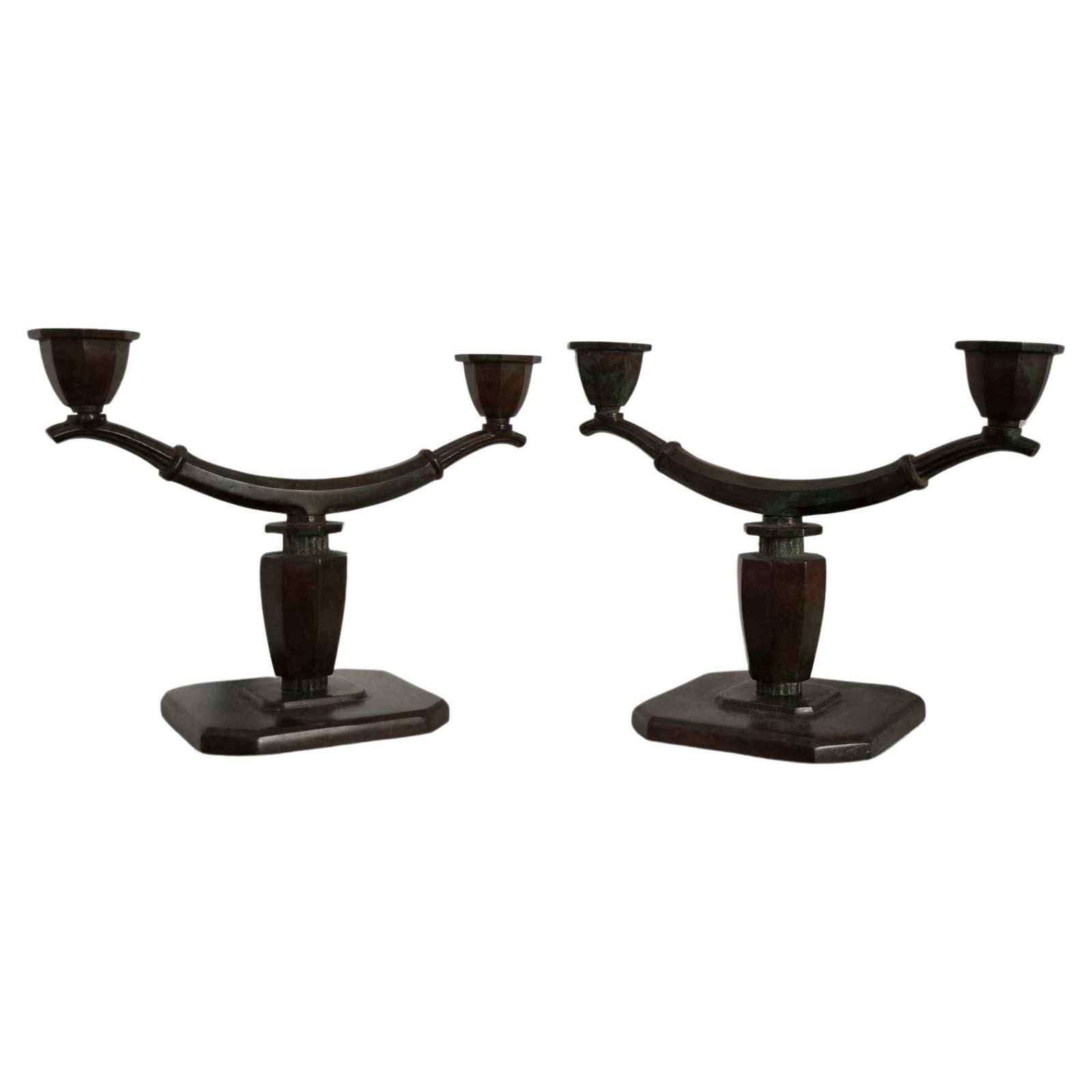 Sune Bäckström, A Pair Of Rare Candelabras In Bronze, Swedish Grace 1920/30s