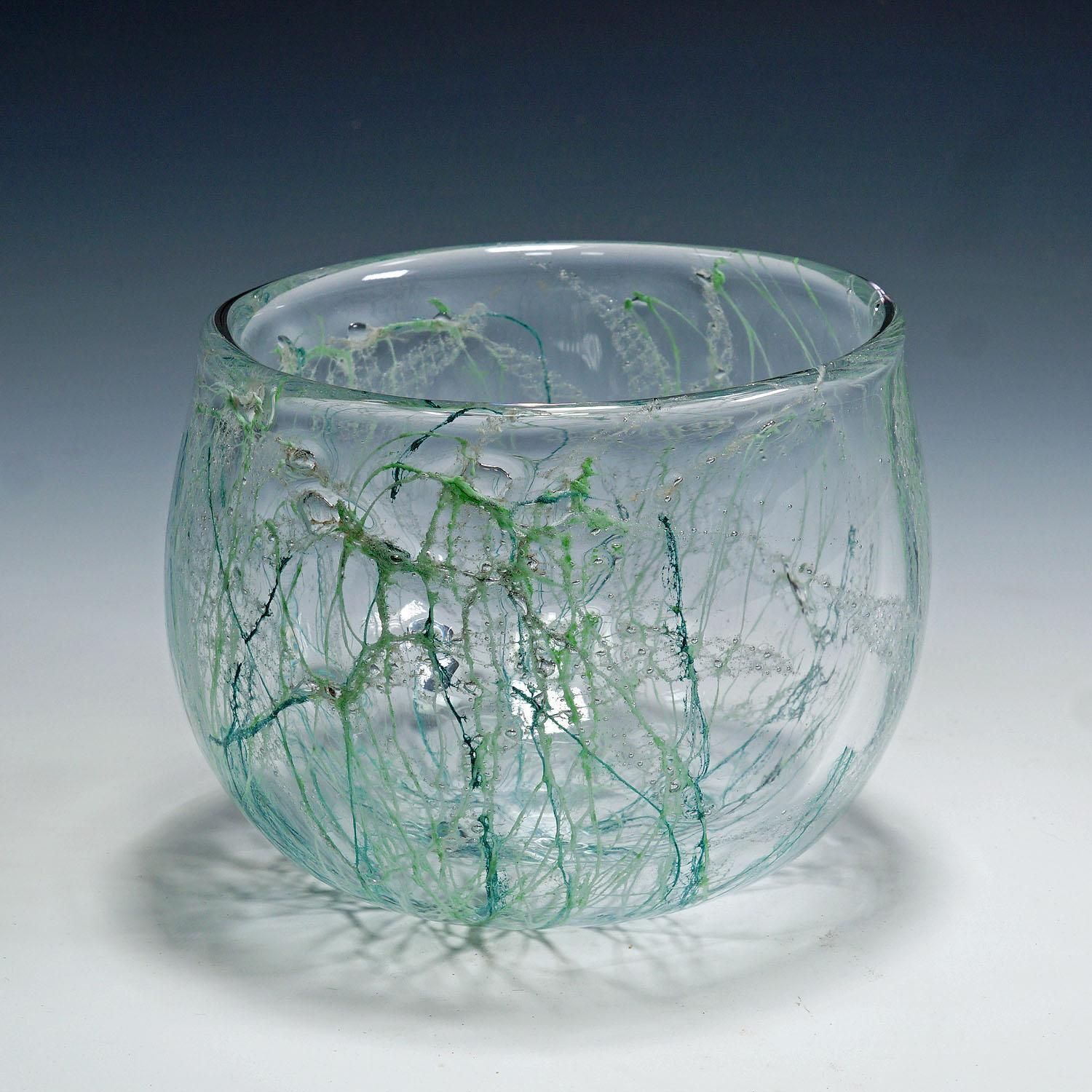 Artglass Bowl Sjogras By Goran Stroemgren For Art Glassworks Urshult Sweden photo for sale