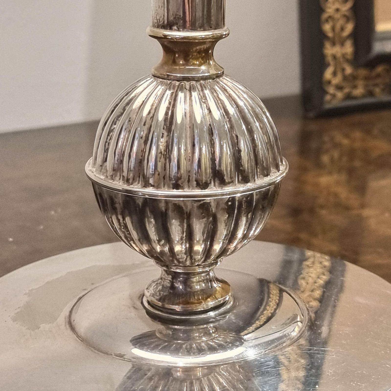 Swedish Court Jeweler Cg Hallberg, Table Lamp, Silver Plate, Swedish Grace 1930s photo for sale