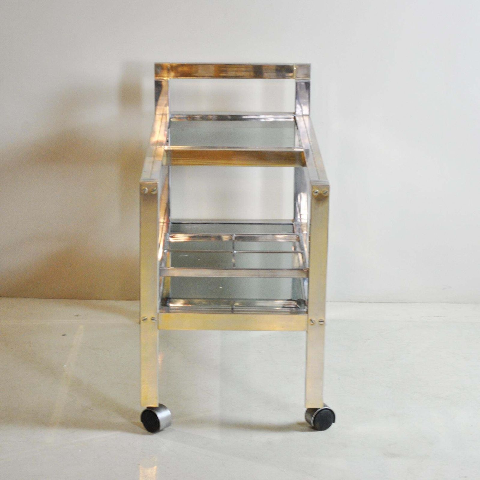Italian Trolley Bar In Brass And Steel 70's Style Romeo Rega photo vinterior