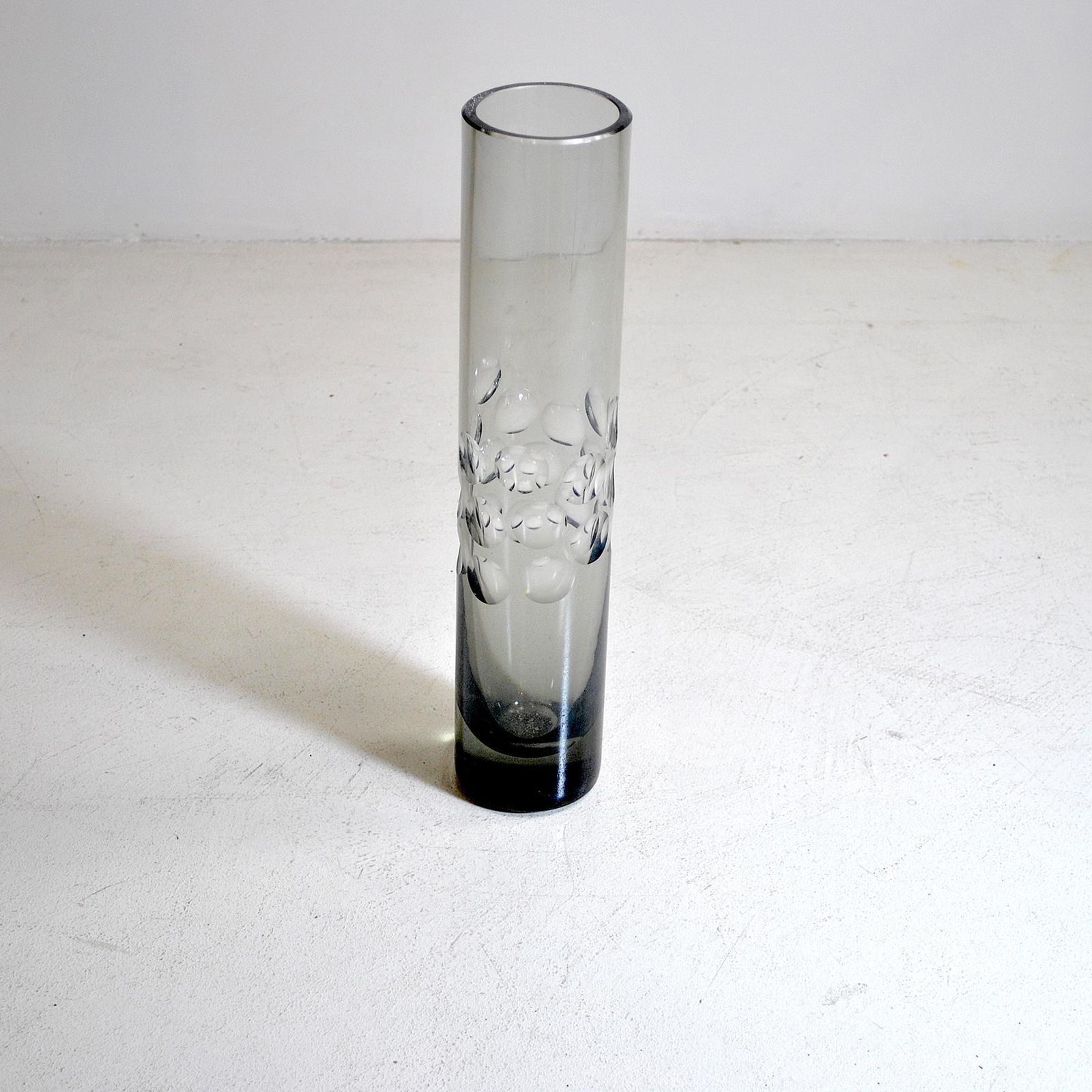 Cylinder Vase In Heavy Smoked Glass From The 1960s photo 494.0
