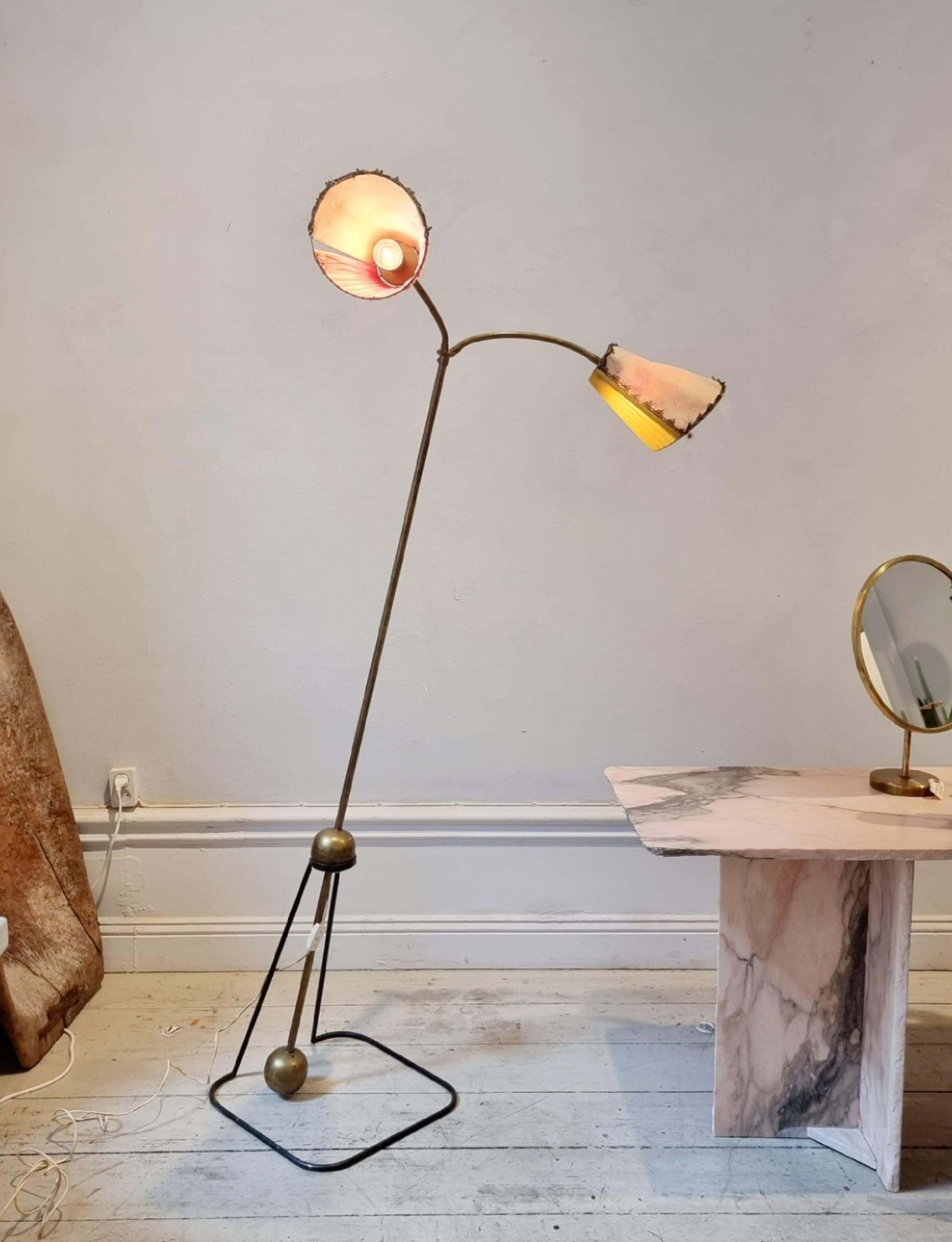 Floor Lamp In Brass And Lacquered Steel, Luci Milano, Midcentury Modern, Italian photo Lighting