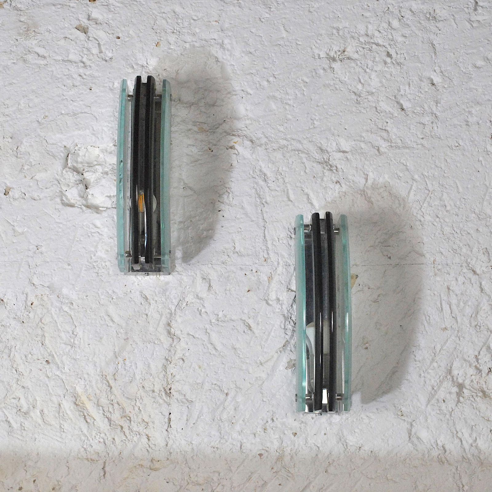 Italian Midcentury Pair Of Sconces In The Style Fontana Arte photo furniture