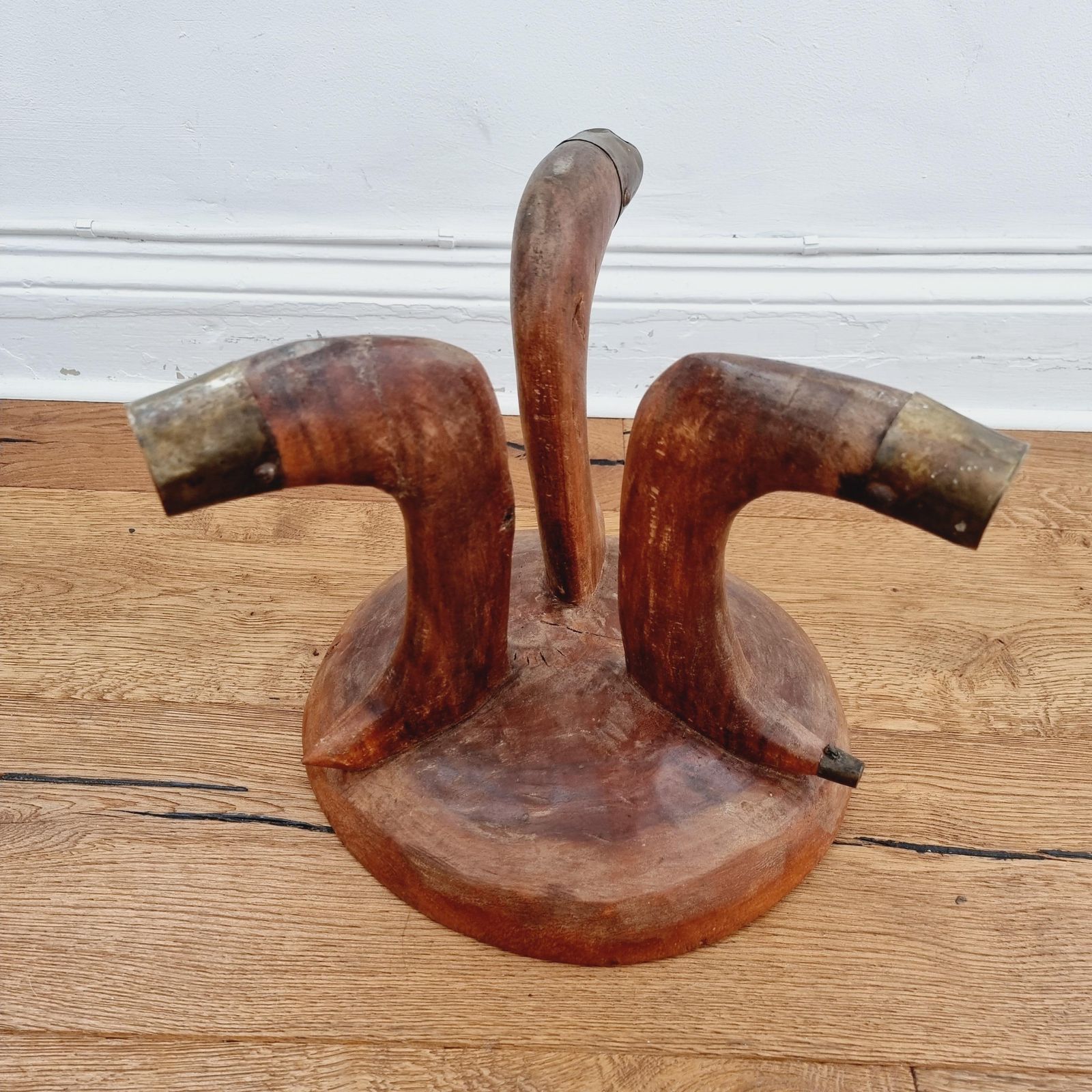 Tribal Stool With Brass Details, Southern Ethiopia, Early 20th Century photo Furniture