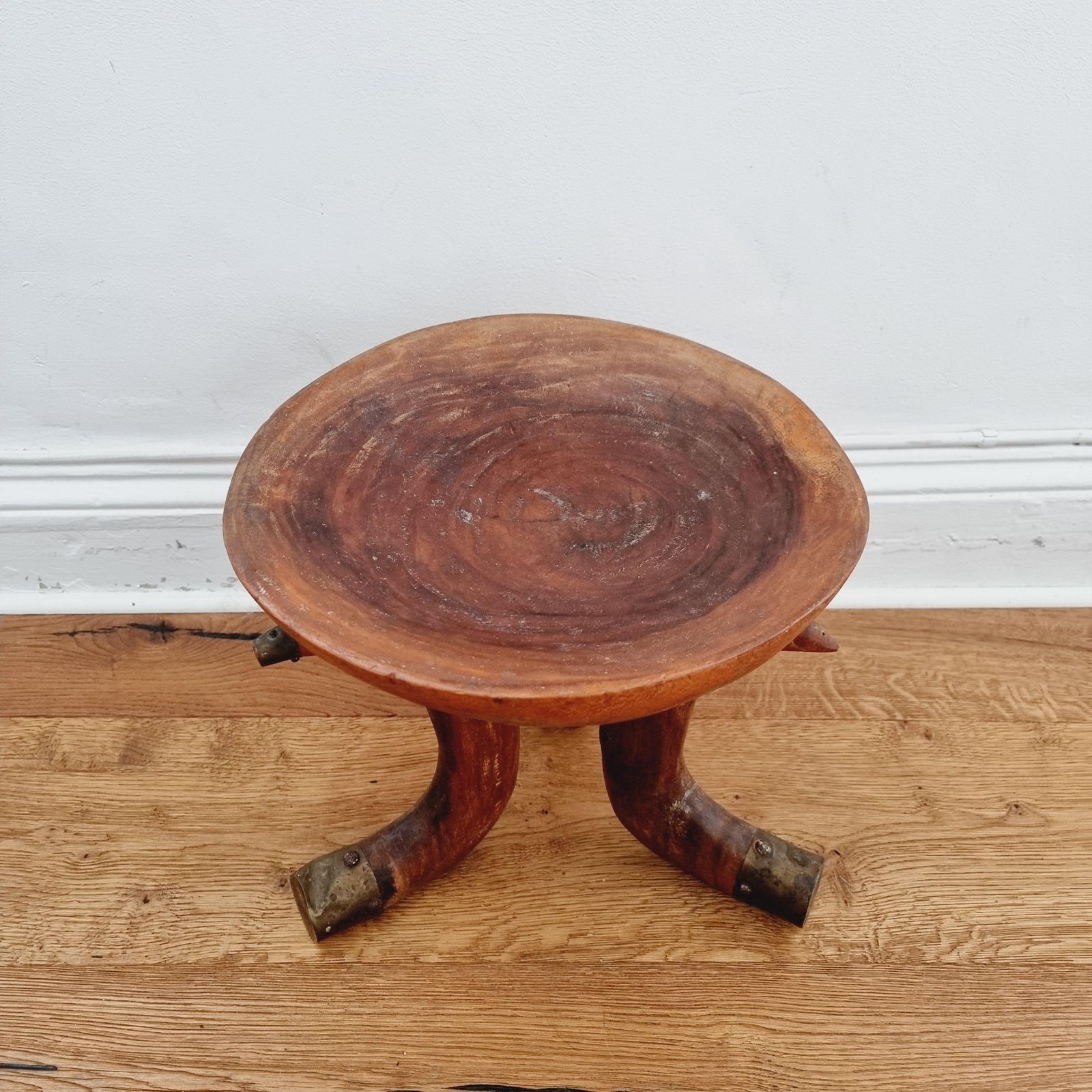 Tribal Stool With Brass Details, Southern Ethiopia, Early 20th Century photo buy