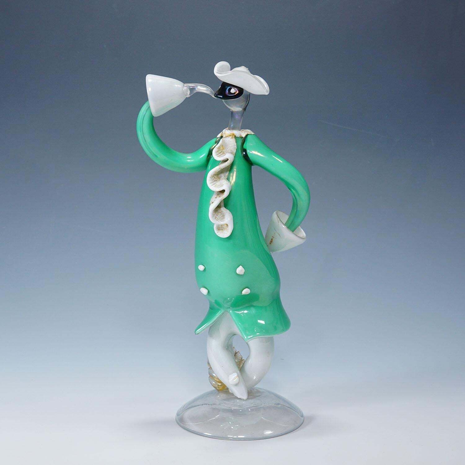 Vintage Murano Kunstglas Sculptuur Van Een Venetiaans Carnavalskarakter, Seguso, Ca. Jaren 1940 photo furniture