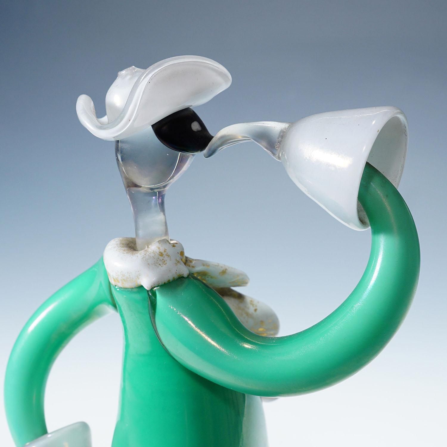 Vintage Murano Art Glass Sculpture Of A Venetian Carnivalist, Seguso Ca. 1940s photo vinterior
