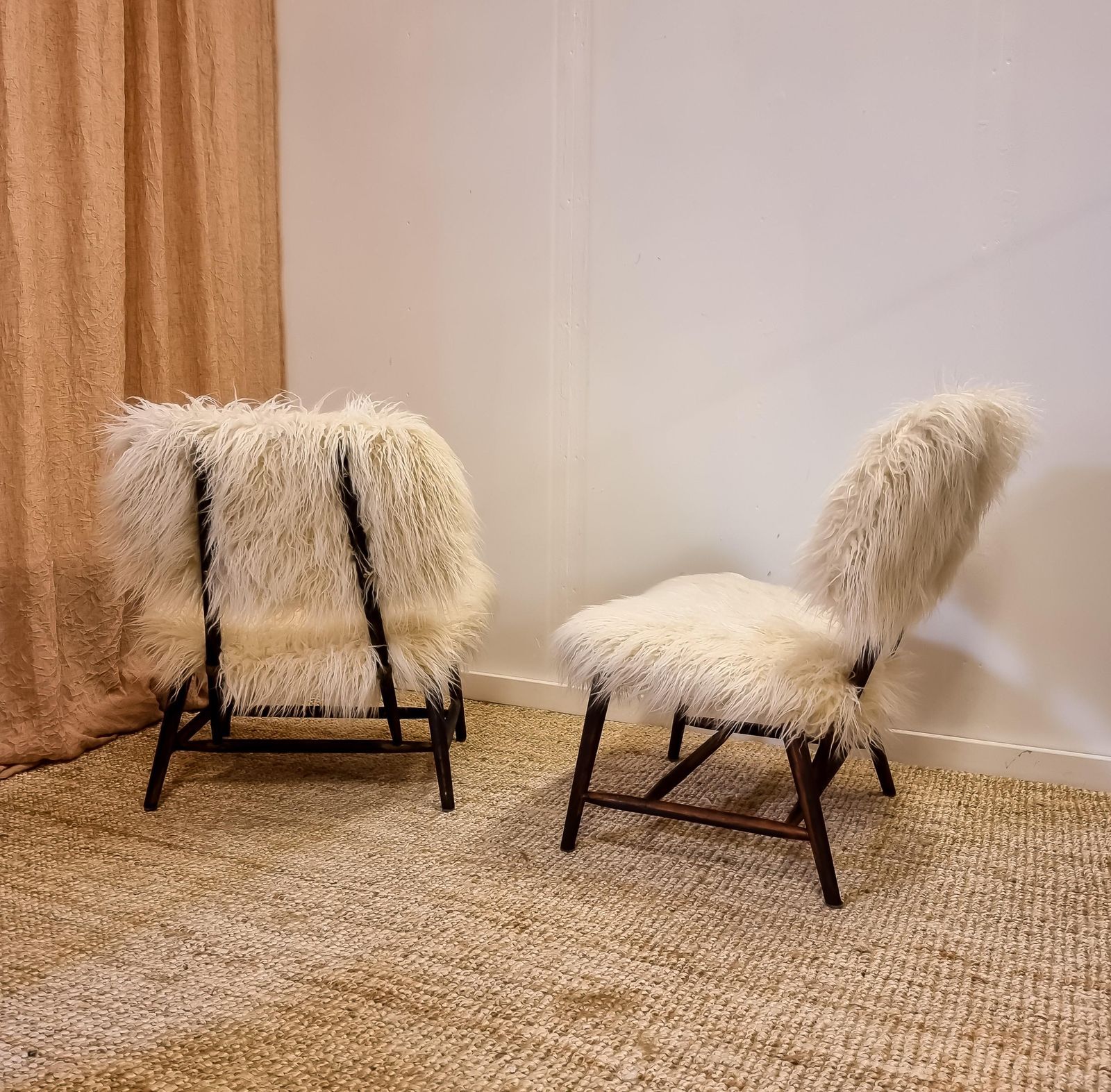 Alf Svensson, A Pair Of Classic Swedish Modern Chairs "Teve", Pierre Frey Fabric photo for sale