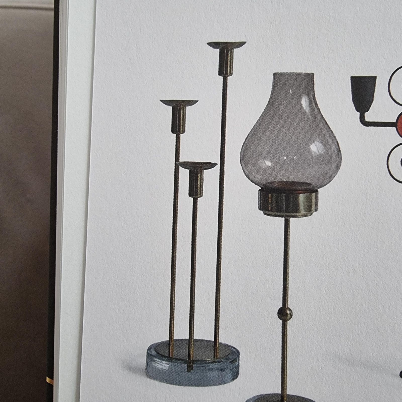 Gunnar Ander, Four Candle Holders, Brass & Glass, Ystad Metall, Swedish Modern photo Home Decor