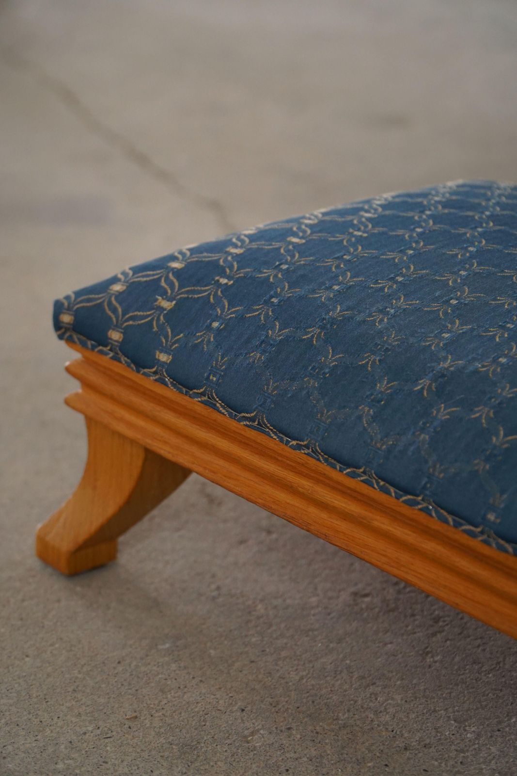 French Art Deco Low Foot Stool With Vintage Upholstery Made In The 1940s photo buy