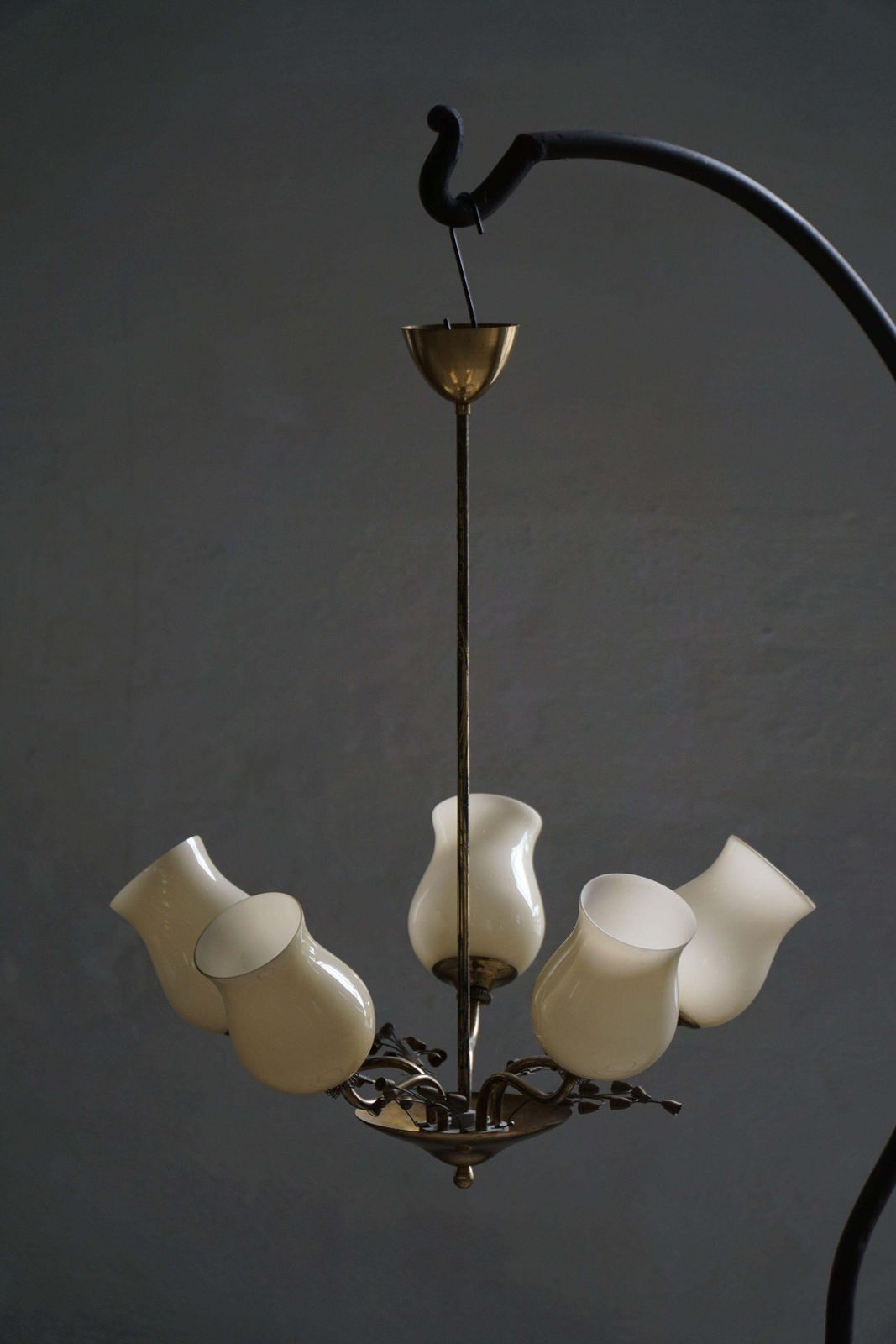 Chandelier In Brass & Glass, Lisa Johansson Pape For Stockmann, Finland, 1940s photo furniture