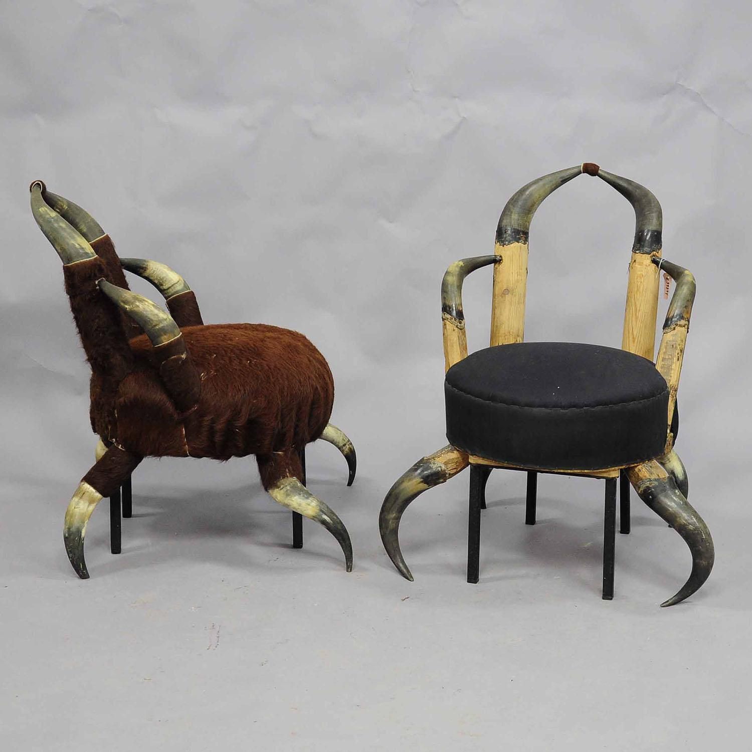 Pair Of Small Antique Horn Chairs, Austria Ca. 1870 photo for sale