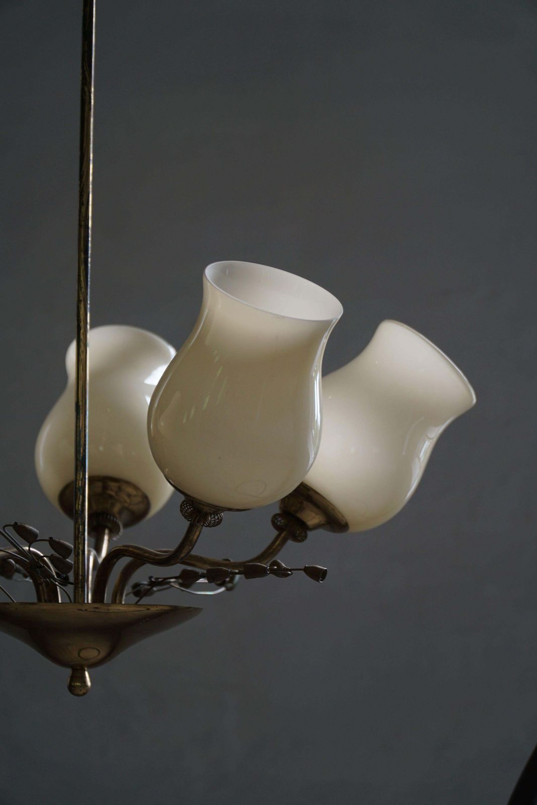 Lighting Chandelier In Brass & Glass, Lisa Johansson Pape For Stockmann, Finland, 1940s photo