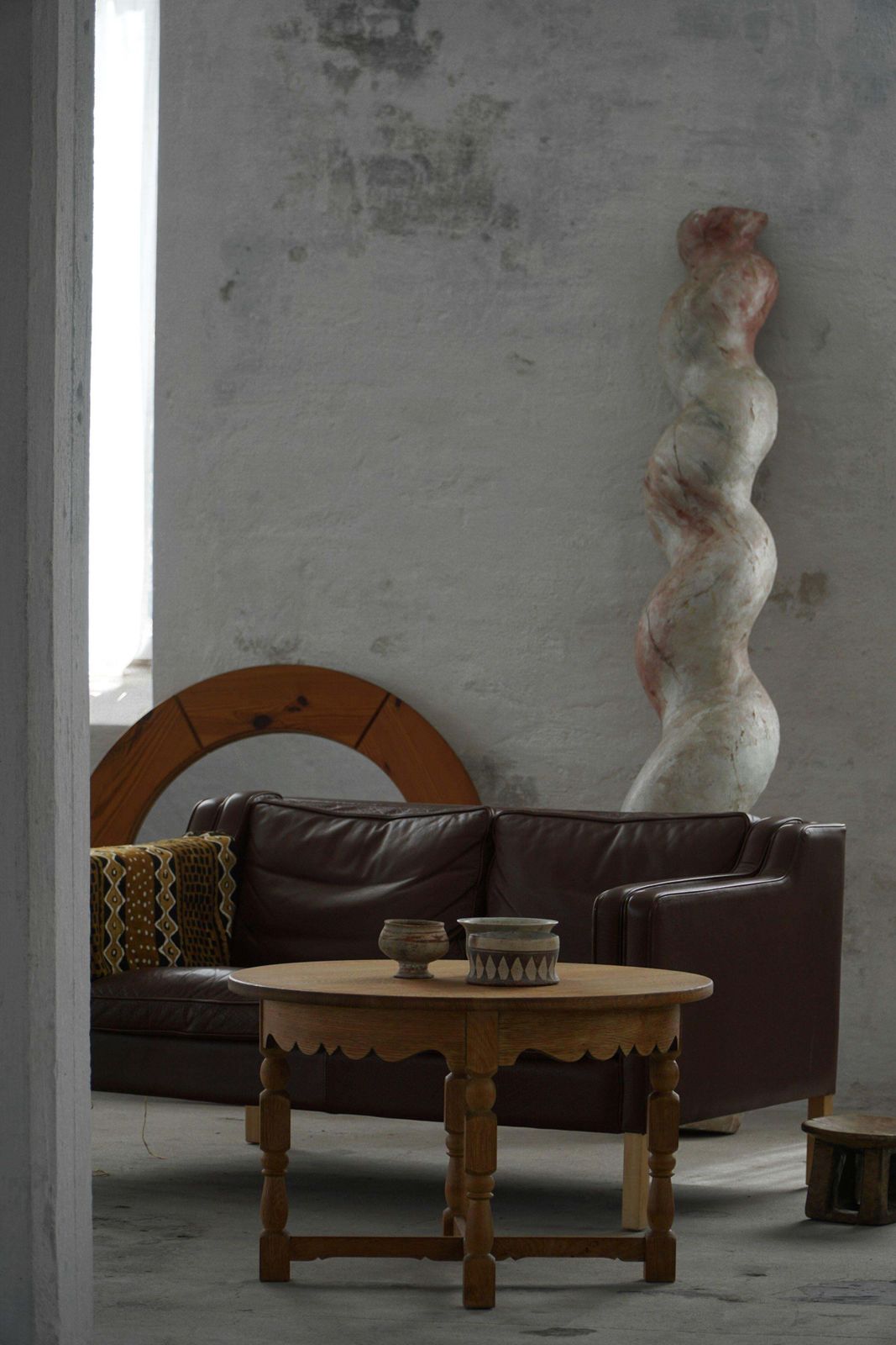 photo buy Mid Century Round Danish Side Table In Solid Oak, Henning Kjærnulf, 1960s