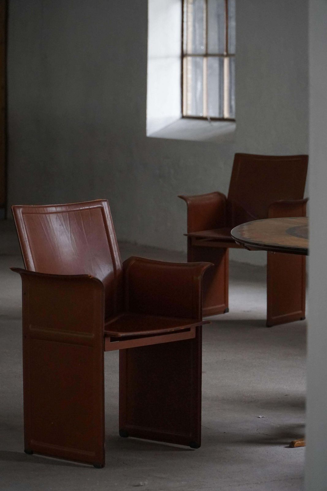 3318.0 Set Of 4 Armchairs In Brown/Red Leather, Tito Agnoli, Italian Modern, 1970s photo