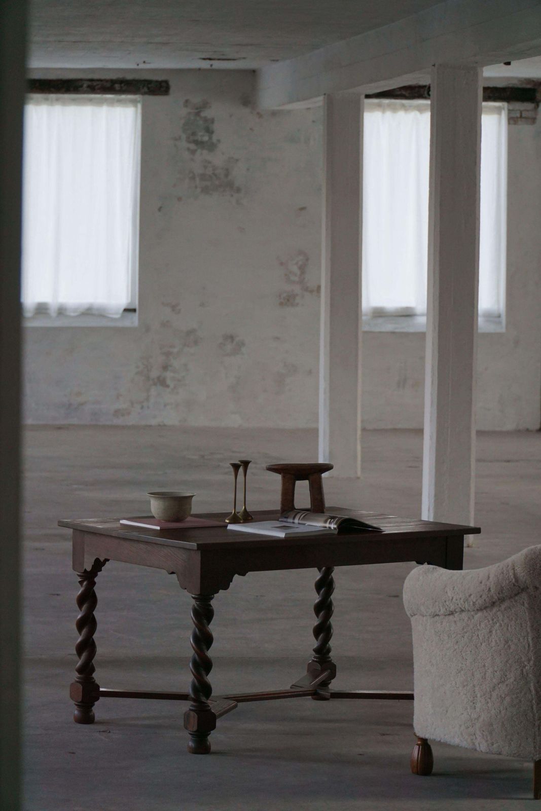 Danish Baroque Inspired Oak Desk / Dining Table With Barley Twist Legs, 1900s photo Furniture
