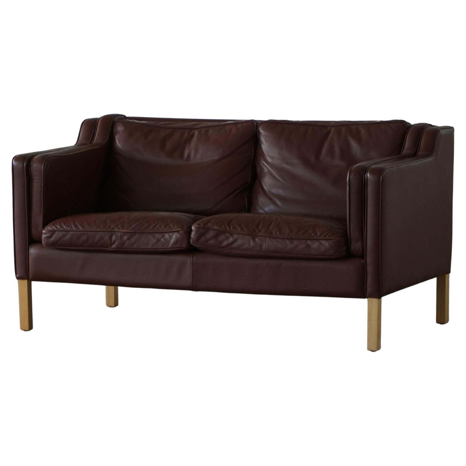 Stouby Møbelfabrik, Mid Century 2 Seater Sofa In Brown Leather, 1970s