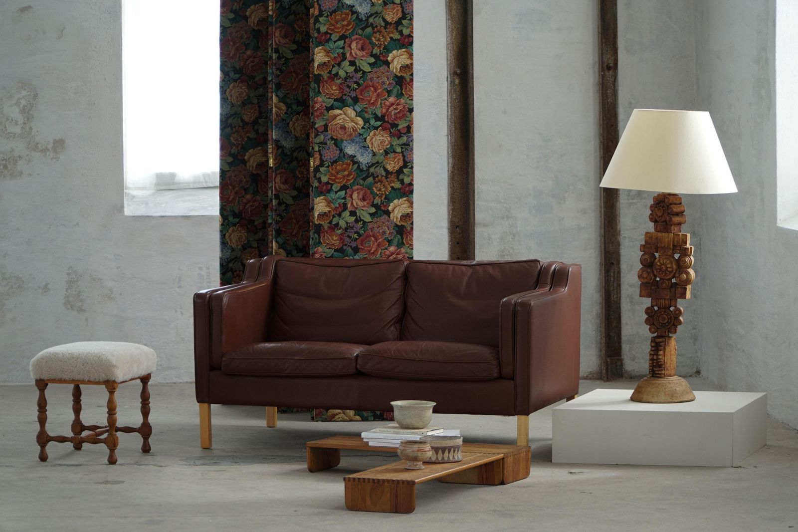 Stouby Møbelfabrik, Mid Century 2 Seater Sofa In Brown Leather, 1970s photo furniture