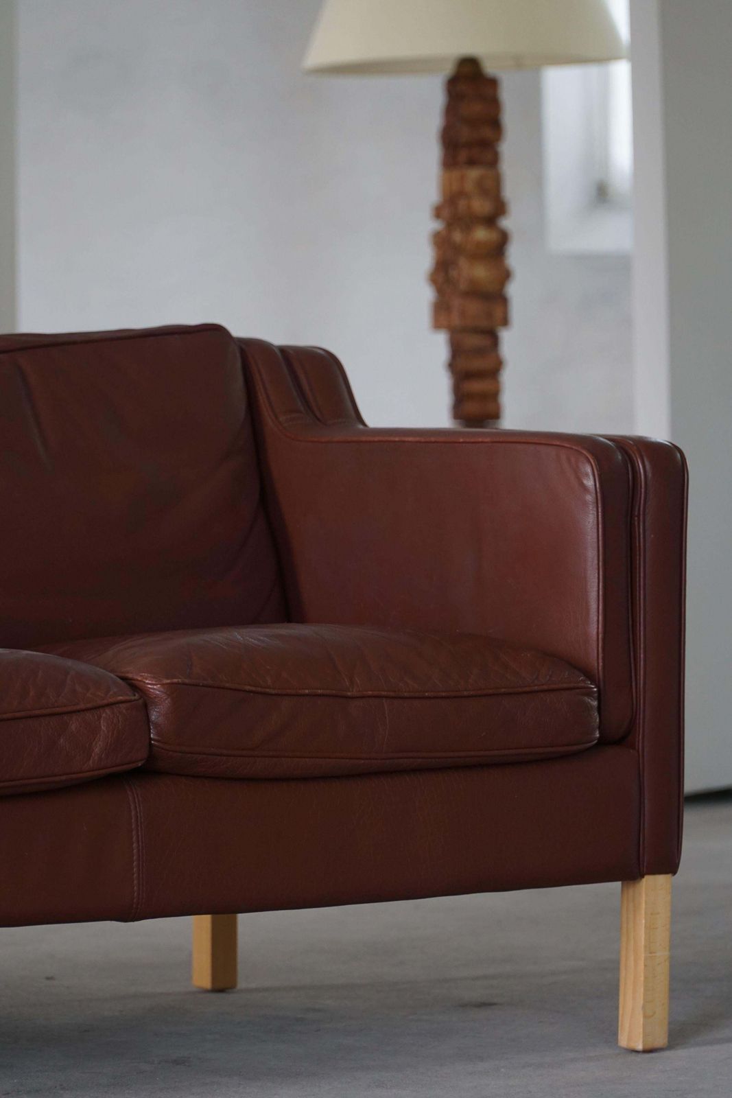 Stouby Møbelfabrik, Mid Century 2 Seater Sofa In Brown Leather, 1970s photo vinterior