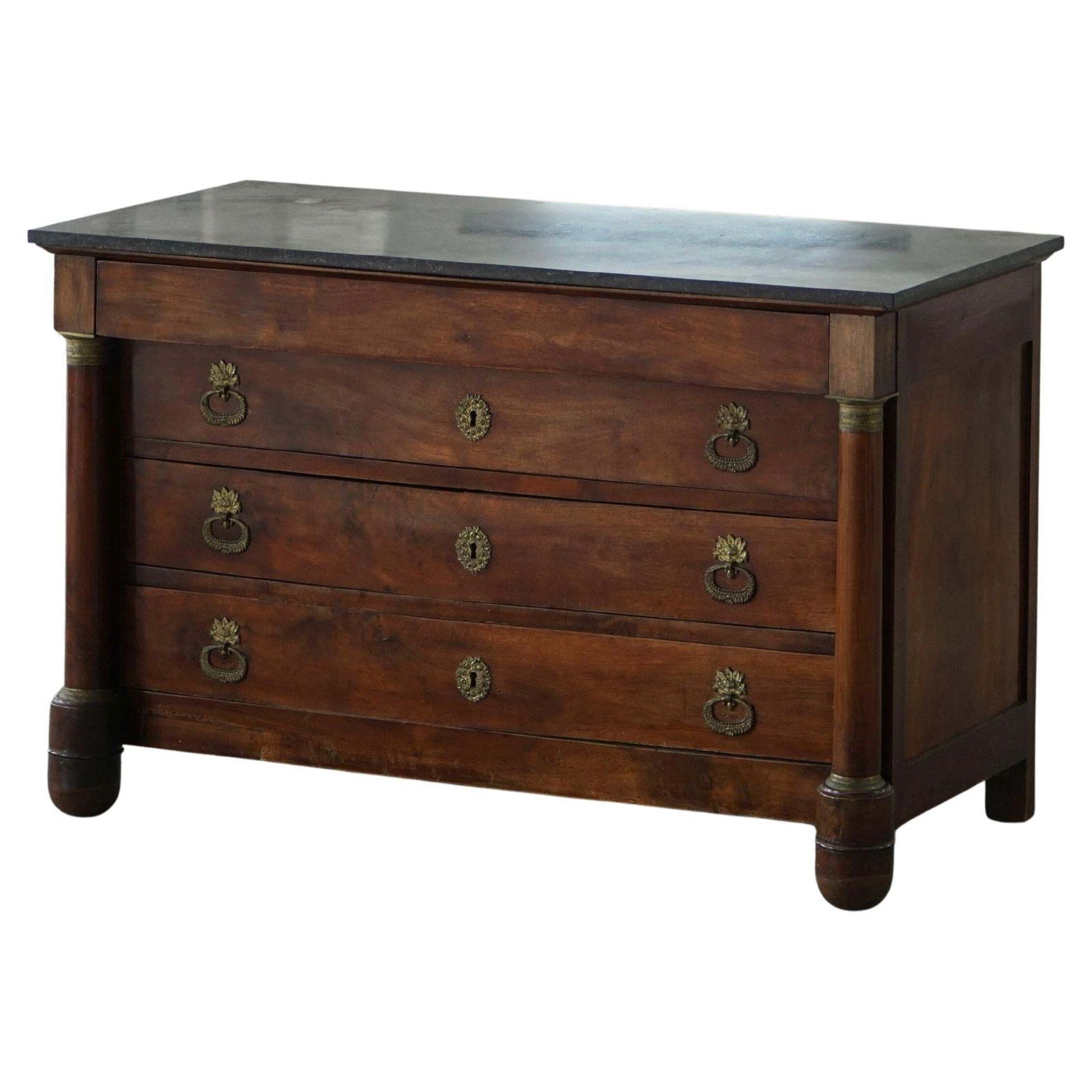 French Empire Commode / Chest Of Drawers, Walnut & Bronze Mounts, 19th Century