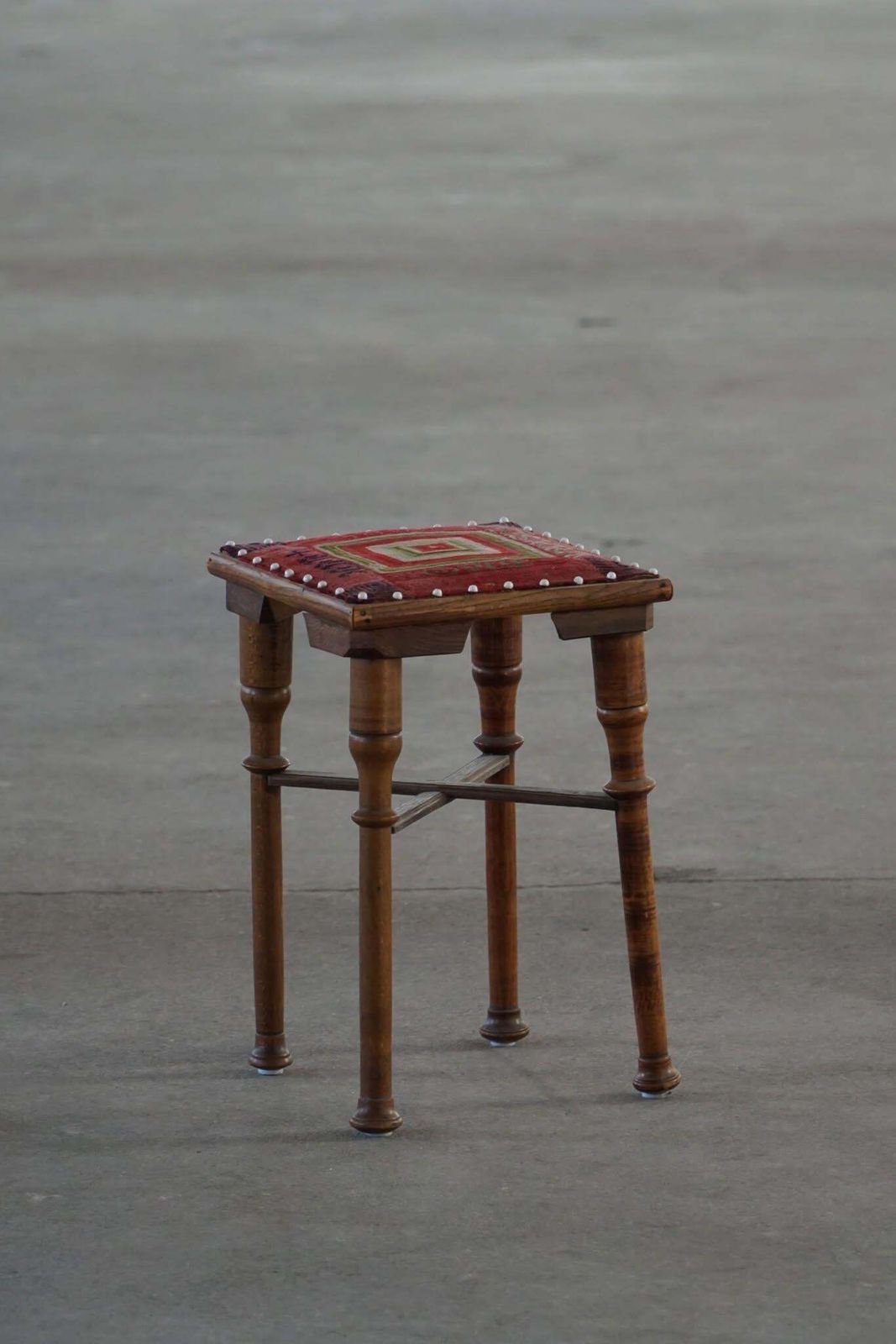Scandinavian Almue Stool In Wood & Fabric, Late 19th Century photo furniture