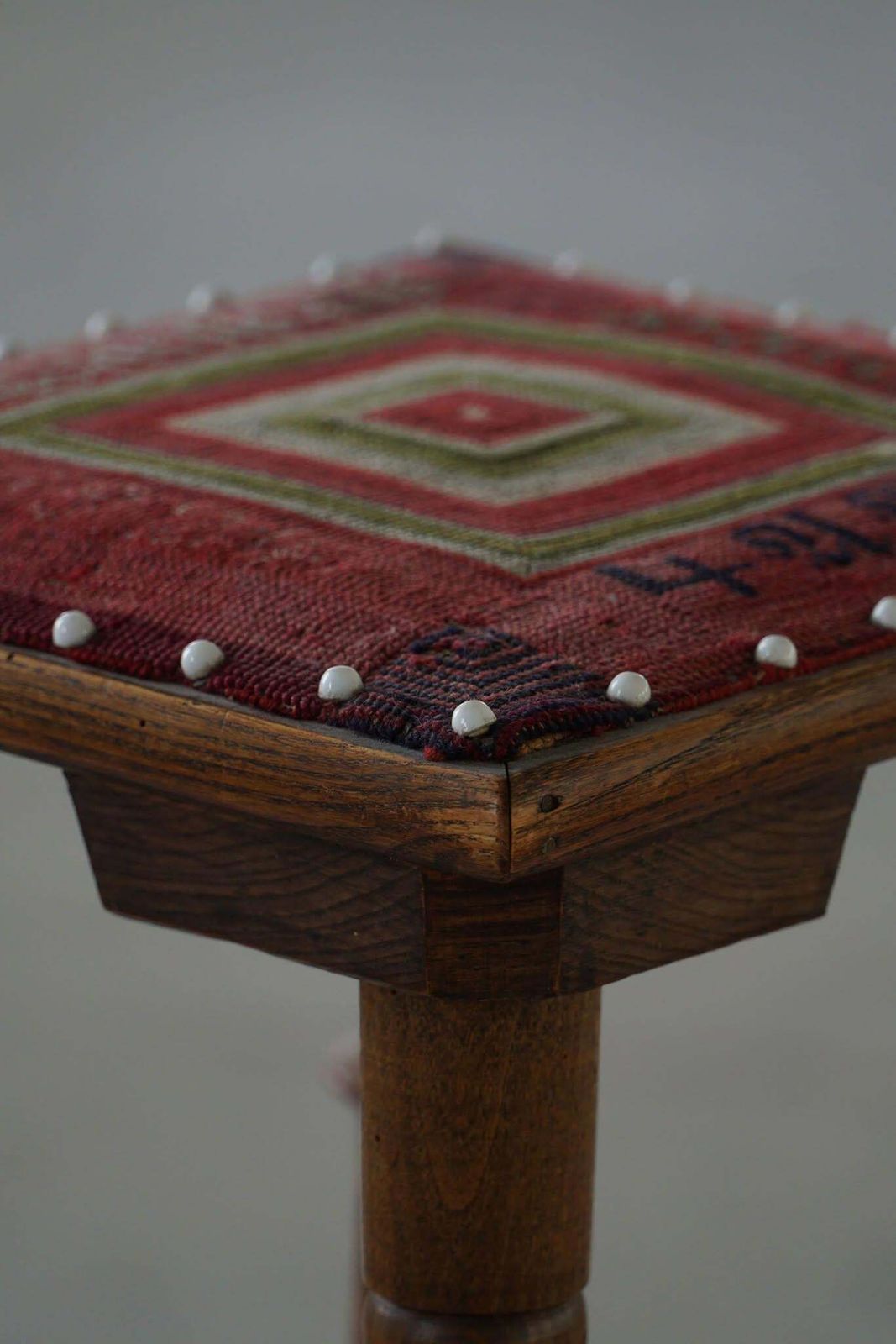 Scandinavian Almue Stool In Wood & Fabric, Late 19th Century photo vinterior