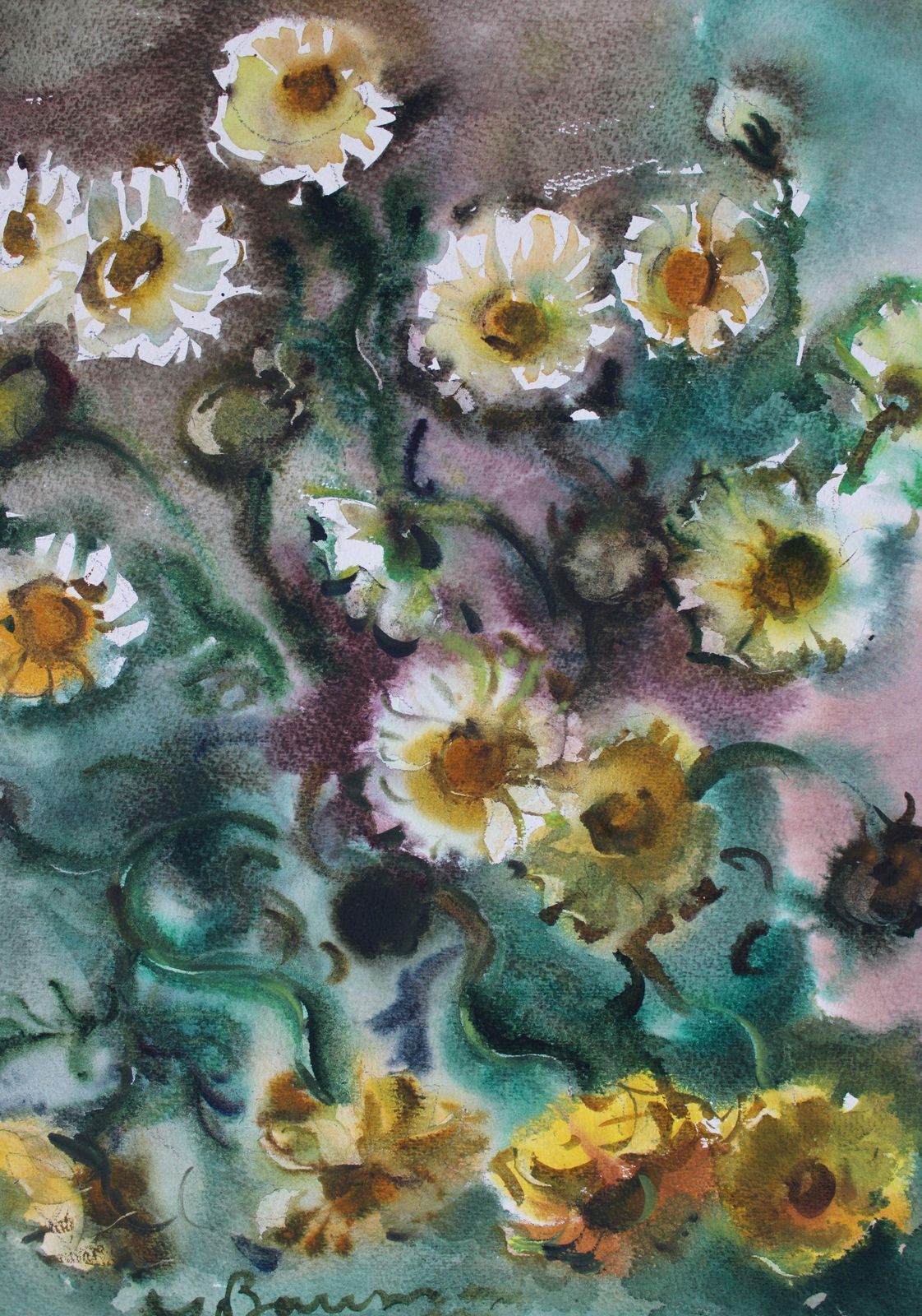 Dzidra Baumachamomiles  1985. Paper/Watercolor, 52x40 Cm1985 photo for sale