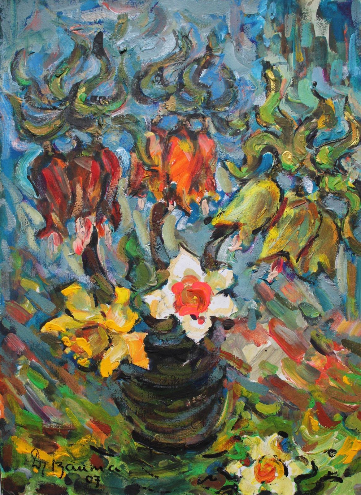 Dzidra Baumatulips And Daffodils  2007. Paper, Mixed Media, 70x50 Cm2007