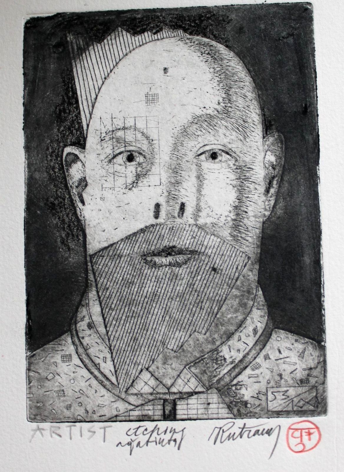 Juris Putrams Artist. Paper, Etching, Watercolor, 18x13 Cm2024