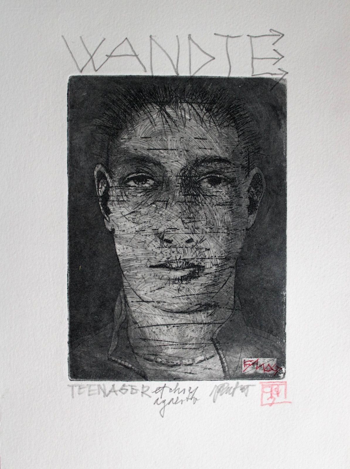 Juris Putrams Teenager, Etching/Aquatint, 18x13 Cm.2024 photo furniture