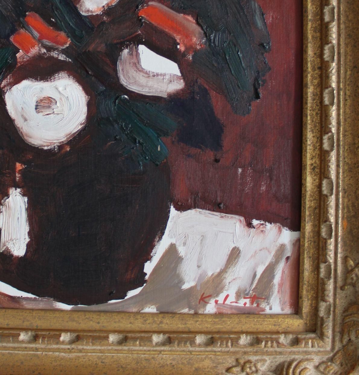Janis Kalmitestill Life With Flowers  Oil/Cardboard, 51x40 Cm1985 photo Art