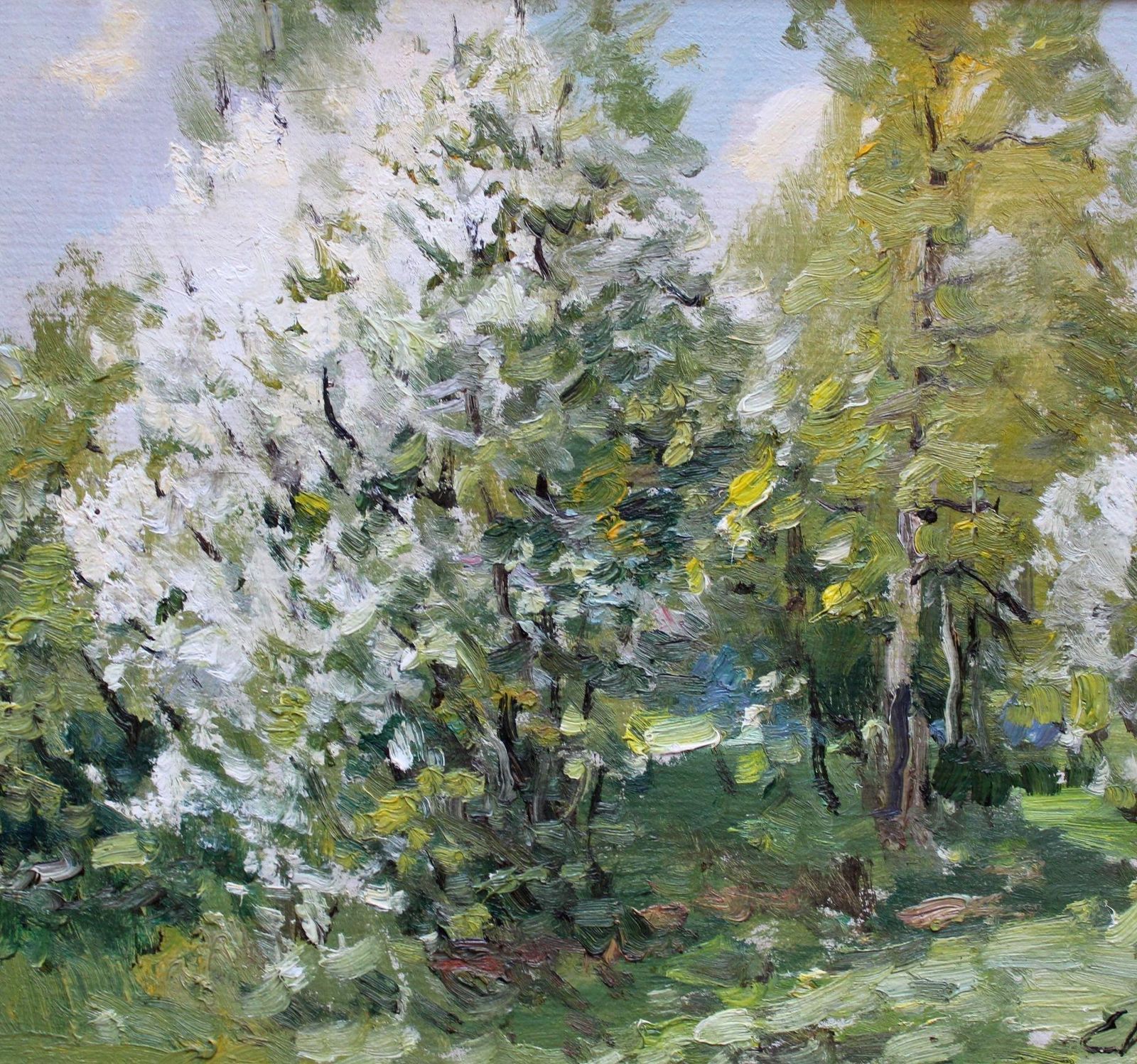 Edgars Vintersblooming Trees  Oil/Cardboard, 39x49 Cm1990 photo Art