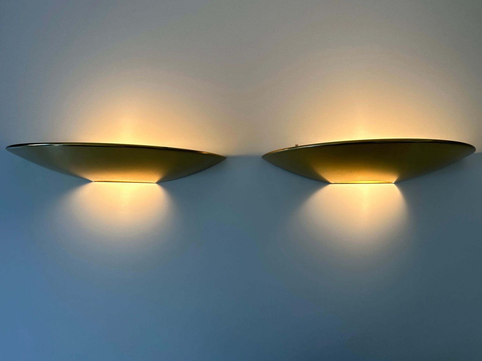 Set Of Two Elegant Brass Wall Lamps Or Sconces By Florian Schulz Germany 1970s photo for sale