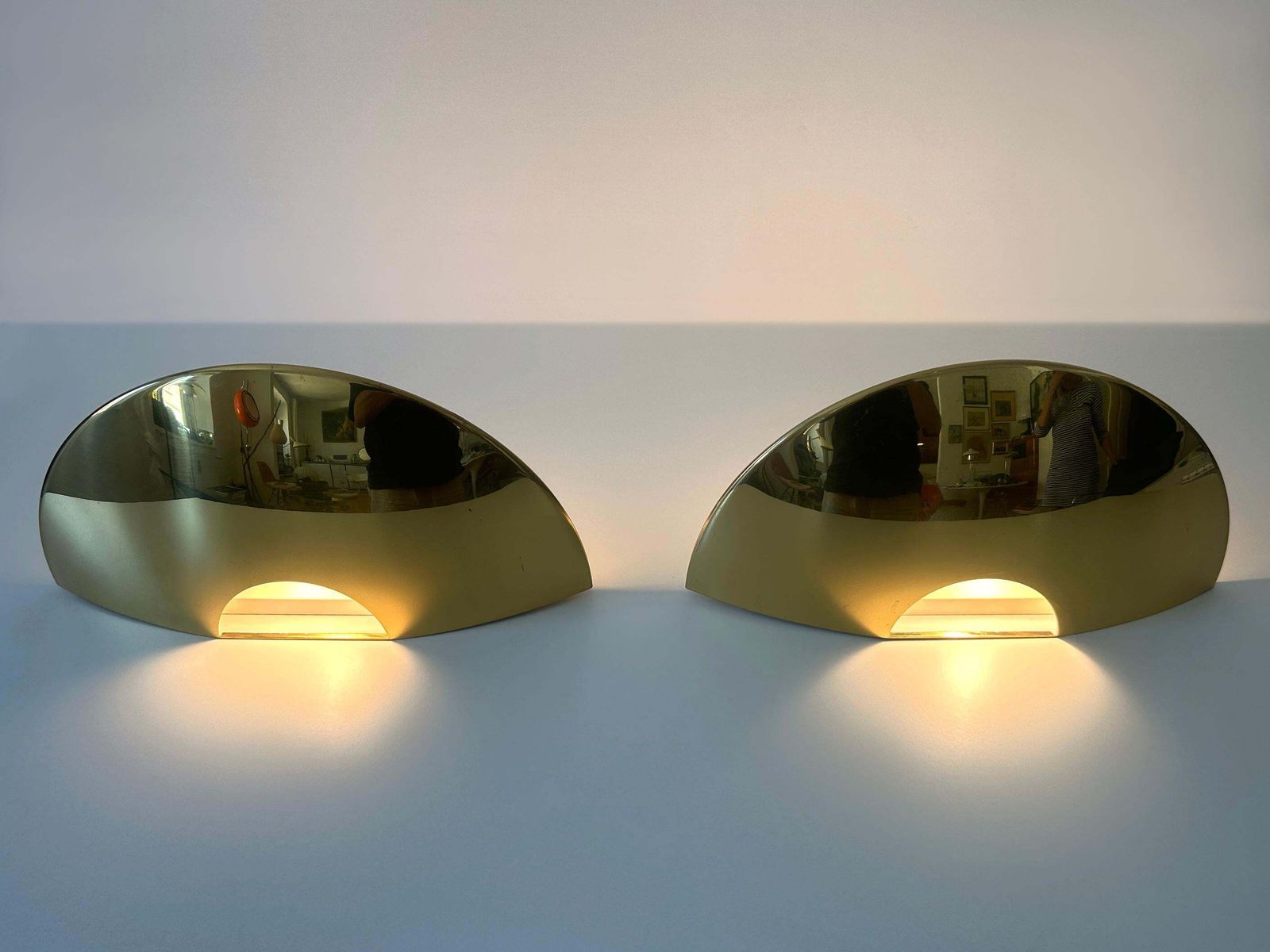 Set Of Two Elegant Brass Wall Lamps Or Sconces By Florian Schulz Germany 1970s photo 1733.0
