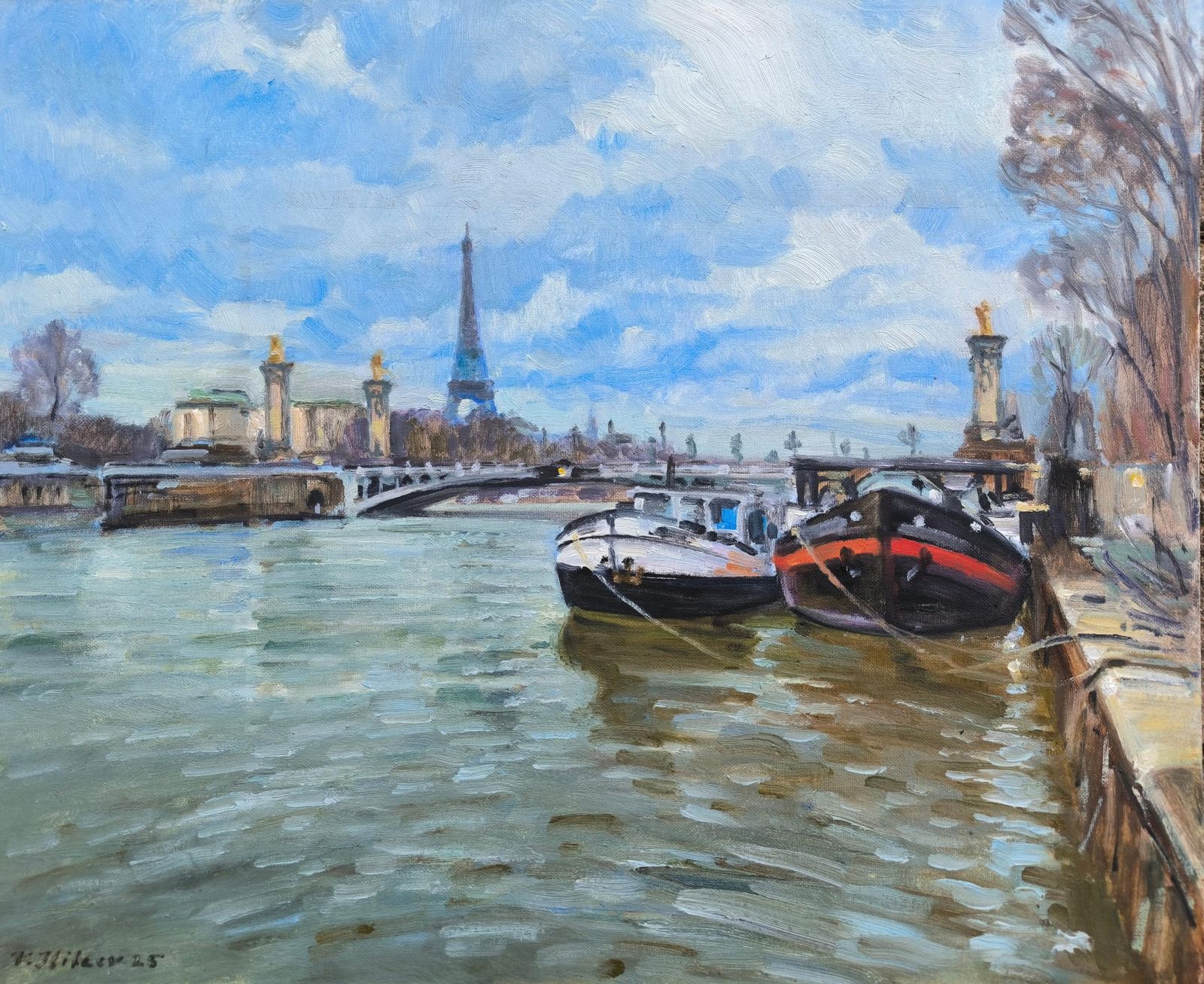 Vladimir Ilibayev Near The Alexander Bridge.  Canvas/Cardboard/Oil, 50 X 61 Cm, 20252025