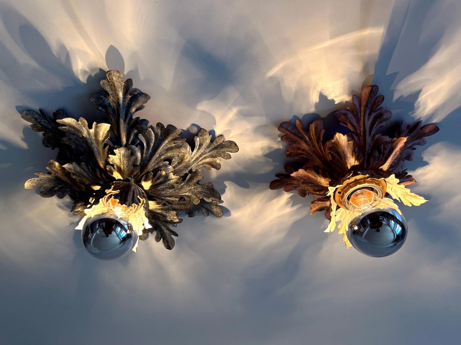 Set Of Two Mid Century Floral Flush Mounts Or Sconces By W. Müller Germany 1970s photo furniture