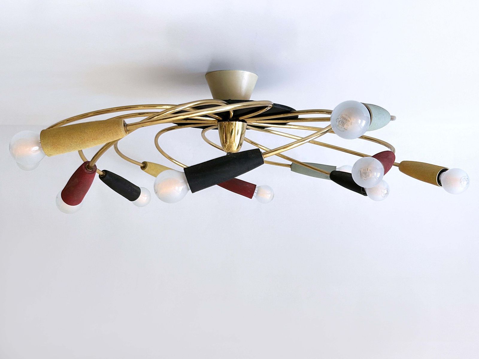 Amazing Twelve Flamed Sputnik Chandelier Or Ceiling Lamp 'Tornado' Germany 1950s photo buy