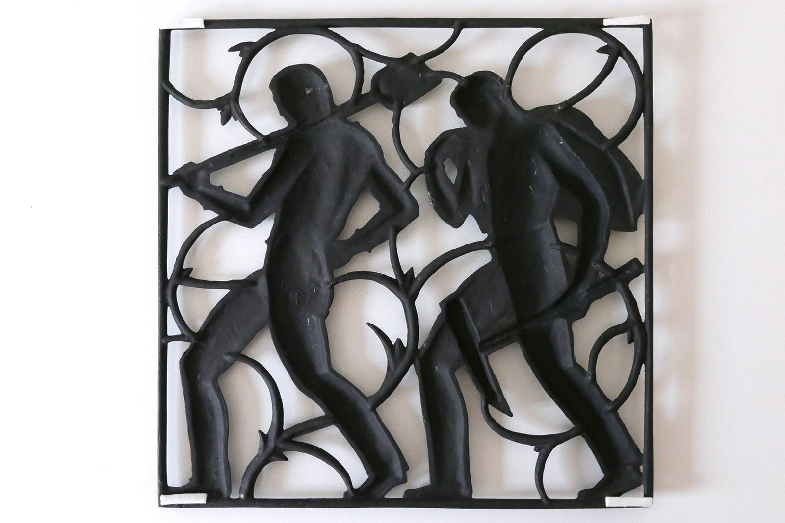 Cast Iron Art Deco Wall Relief „Unsere Arbeit“ By Heinrich Moshage 1929 Germany photo buy