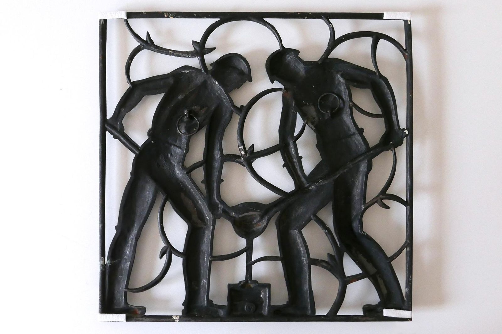 photo furniture Cast Iron Art Deco Wall Relief „Unsere Arbeit“ By Heinrich Moshage 1929 Germany
