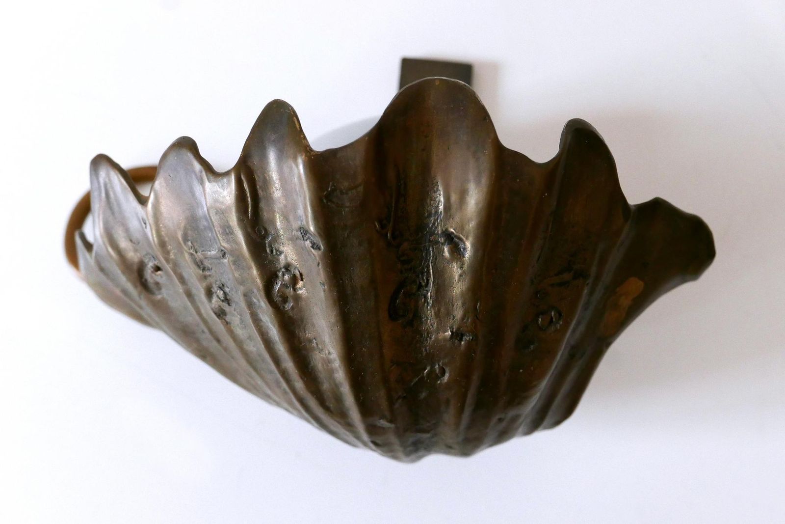 Set Of Two Rare Mid Century Modern Cast Bronze Sea Shell Sconces Germany 1960s photo vintage
