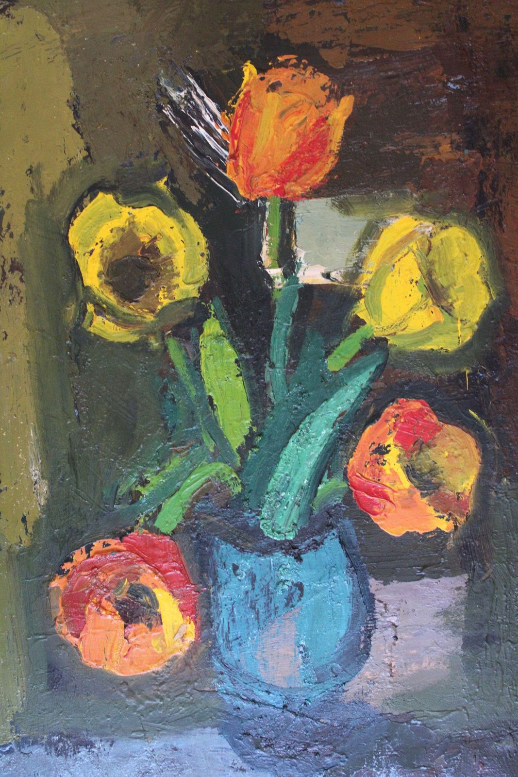 Aleksandr Rodin (1922 2001)still Life With Flowers  Cardboard/Oil, 70x49 Cm1993 photo Art