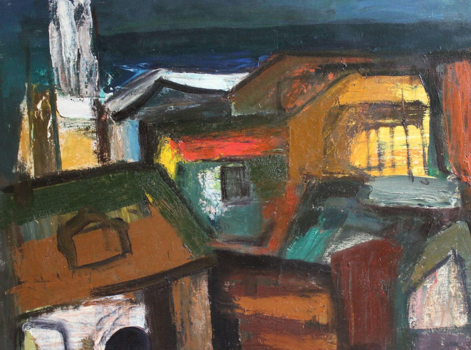Aleksandr Rodin (1922 2001)city  Cardboard/Oil, 80x100 Cm1992 photo furniture